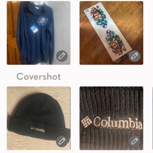 Columbia Fleece Skull💀Sweatshirt XL+stretch cap+2🃏jester🚘decals🔛NIP